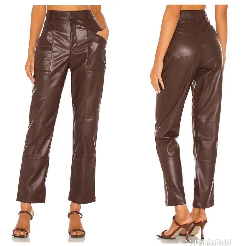 Ronny Kobo Katie Vegan Leather Pants in Deep Mahogany